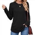 thumbnail image 3 of Suéteres de Mujer, Camisas de Larga, Moda de Otoño, Blusas de Moda, Conjuntos Fruncidos, Ropa de Invierno Negro S, 3 of 9