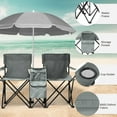 thumbnail image 6 of Portable Outdoor 2-Seat Folding Chair with 5.1ft Removable Sun Umbrella, Grey, Perfect for Camping, Fishing, Beach, and Patio, 6 of 7
