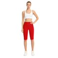 thumbnail image 6 of Womens Biker Shorts Stretchy Loose Fit Color Cropped Side Pockets Yoga Shorts Red, 6 of 7