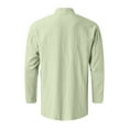 thumbnail image 7 of Mens T-shirts Mens Fashion And Leisure Solid Color Popular Solid Color Button Long Sleeve Shirt Top Summer Casual Men Casual Shirts Summer Workout Top Men Peach Long Sleeve Fitted Tops Green 2XL, 7 of 7