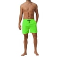 thumbnail image 2 of Pantalones cortos de verano para hombres INSPIRE CHIC, sólidos, con cintura elástica y cordón, pantalones cortos de surf de 34 pulgadas, verde brillante, 2 of 6
