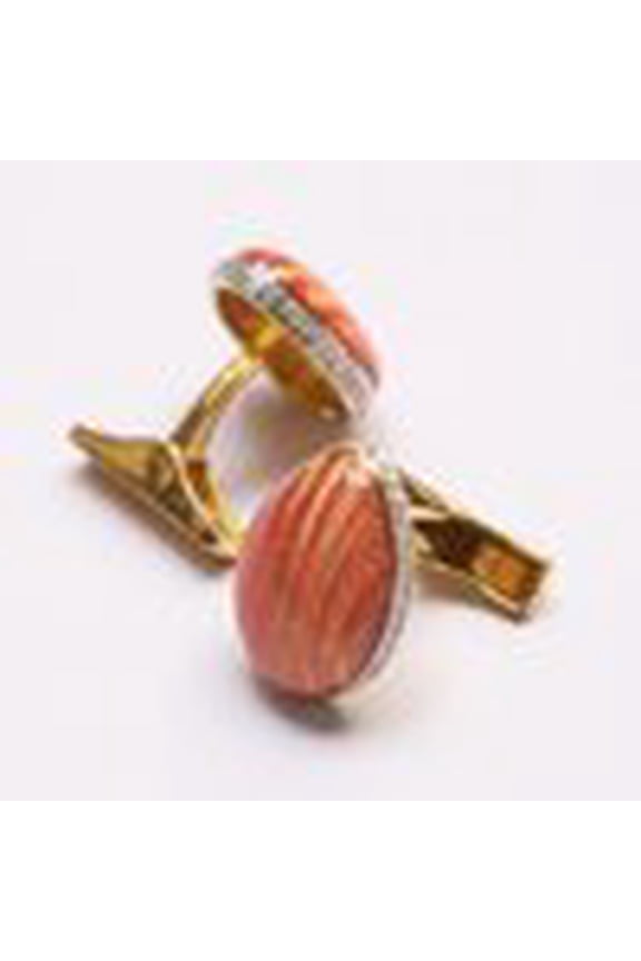 Element Transparent Pink Enamel Pear Shape Silver Christmas Cufflinks  Elegant Holiday Accessories for Men