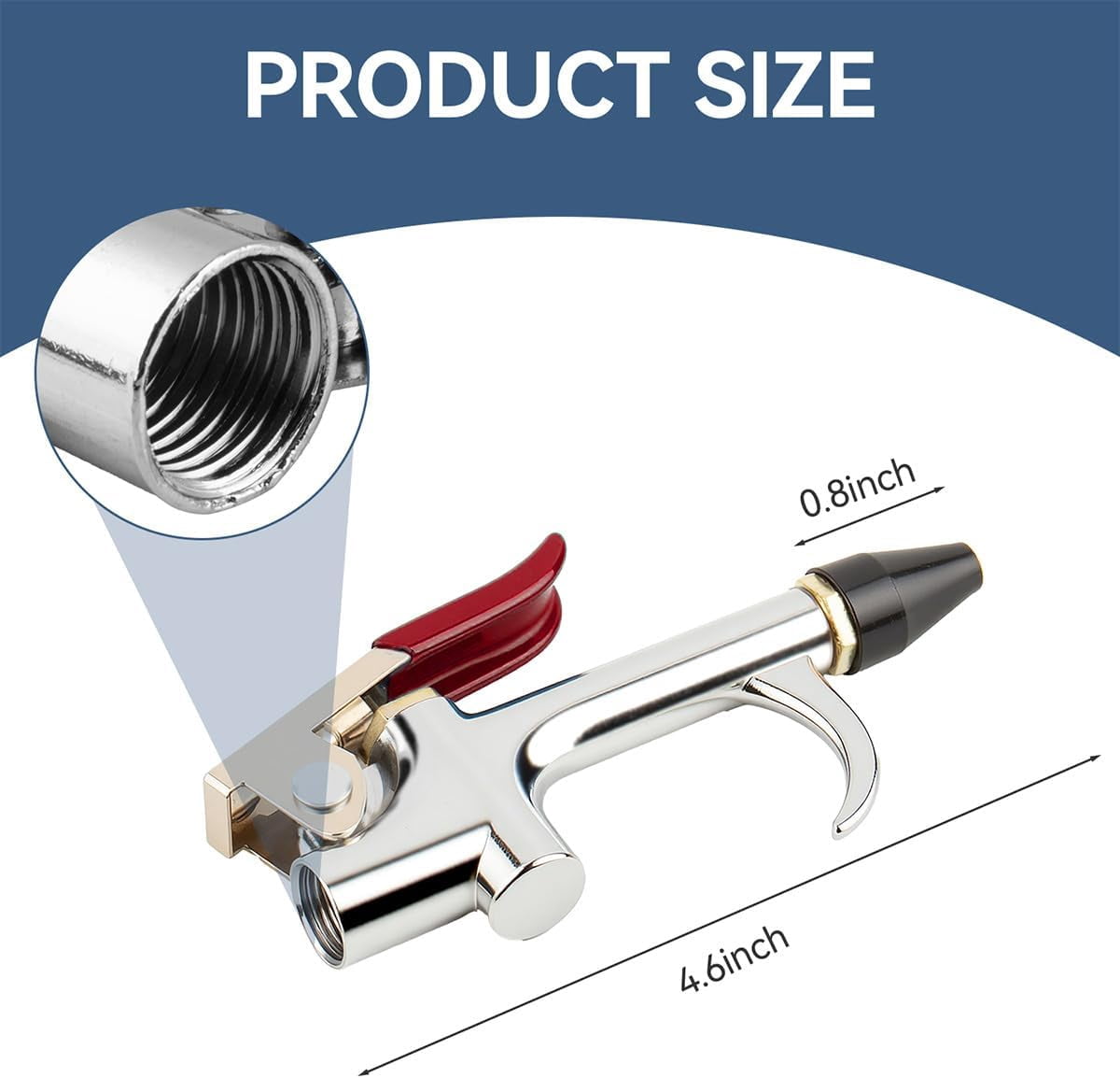 MKEUDQ-4 Pieces 1/4 NPT Lever Blow Gun Air Nozzle Dust Cleaning Blower Gun With Rubber and Safety Tip Nozzles Air Tool, 2 PCS 1/4" M Type Plug for Home Shop Garage Industry(Red)