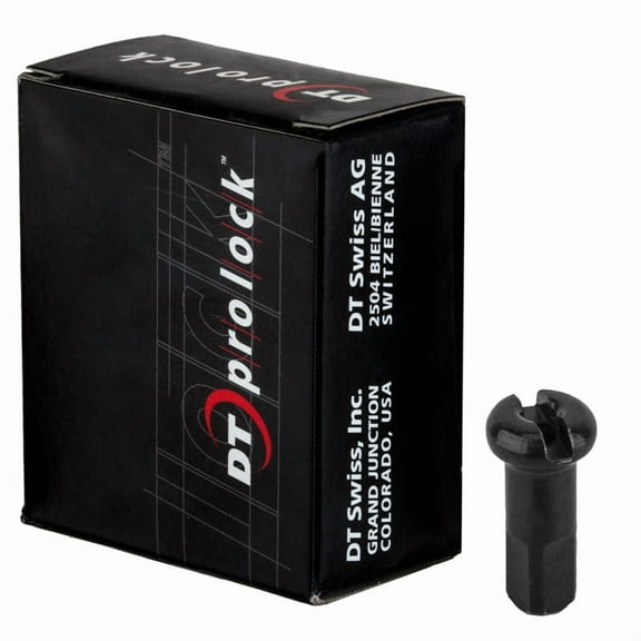 DT Swiss Pro Lock Spoke Nipples - Brass, 2.0 x 12mm, Black, Box of 100
