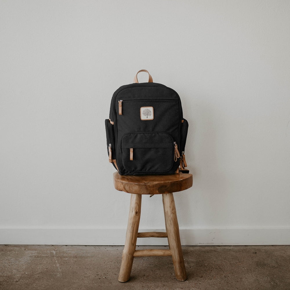 Parker Baby Co. Birch Bag Mini Diaper Backpack, Lightweight Baby Bag with Insulated Bottle Pockets, Compact & Organized - Black