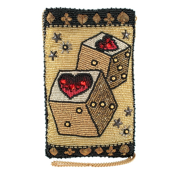 Mary Frances Roll the Dice Crossbody Golden Phone Bag New
