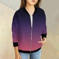 thumbnail image 2 of Jacket for Teen Girls Size 10-12 Zip Up Jackets Long Sleeve Gradient Sweatshirt Teen Girls Clothing Lightweight Bomber Bomber Jacket, 2 of 6