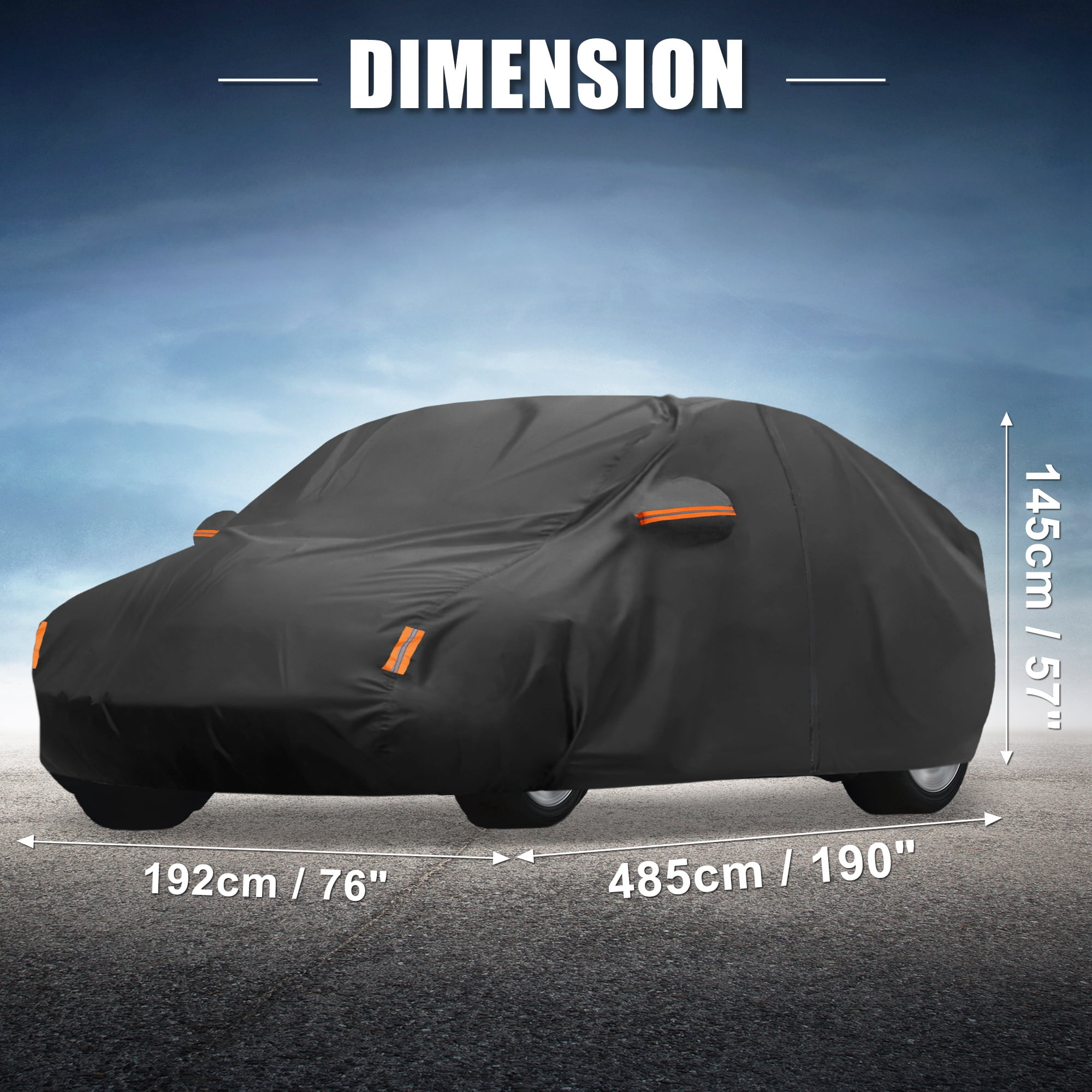 Unique Bargains Car Cover 210D-PU Oxford Outdoor Full Car Cover Waterproof Windproof Black for Tesla Model Y 2020-2023