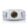 thumbnail image 2 of Gem Stone King Men's 925 Sterling Silver Brown Smoky Quartz Ring (1.73 Ct Round, Available in Size 7, 8, 9, 10, 11, 12, 13), 2 of 5