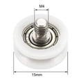 thumbnail image 2 of 1mm Deep Metal V Groove Threaded Rod Track Guide Bearing Pulley Wheel White , 15x6mm 2pcs, 2 of 5
