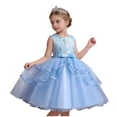 thumbnail image 2 of BRGZLK Girl's Formal Dress Embroidered Floral Sleeveless Round Neck Tiered Tulle Dresses Wedding Flower Girl Dresses Kids Party Festival Dress Blue 2-3 Years, 2 of 5