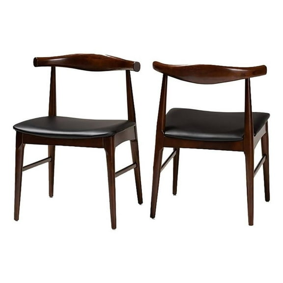 Bowery Hill 17.9'' Mid-Century Wood Dining Chair in Brown/Black (Set of 2)