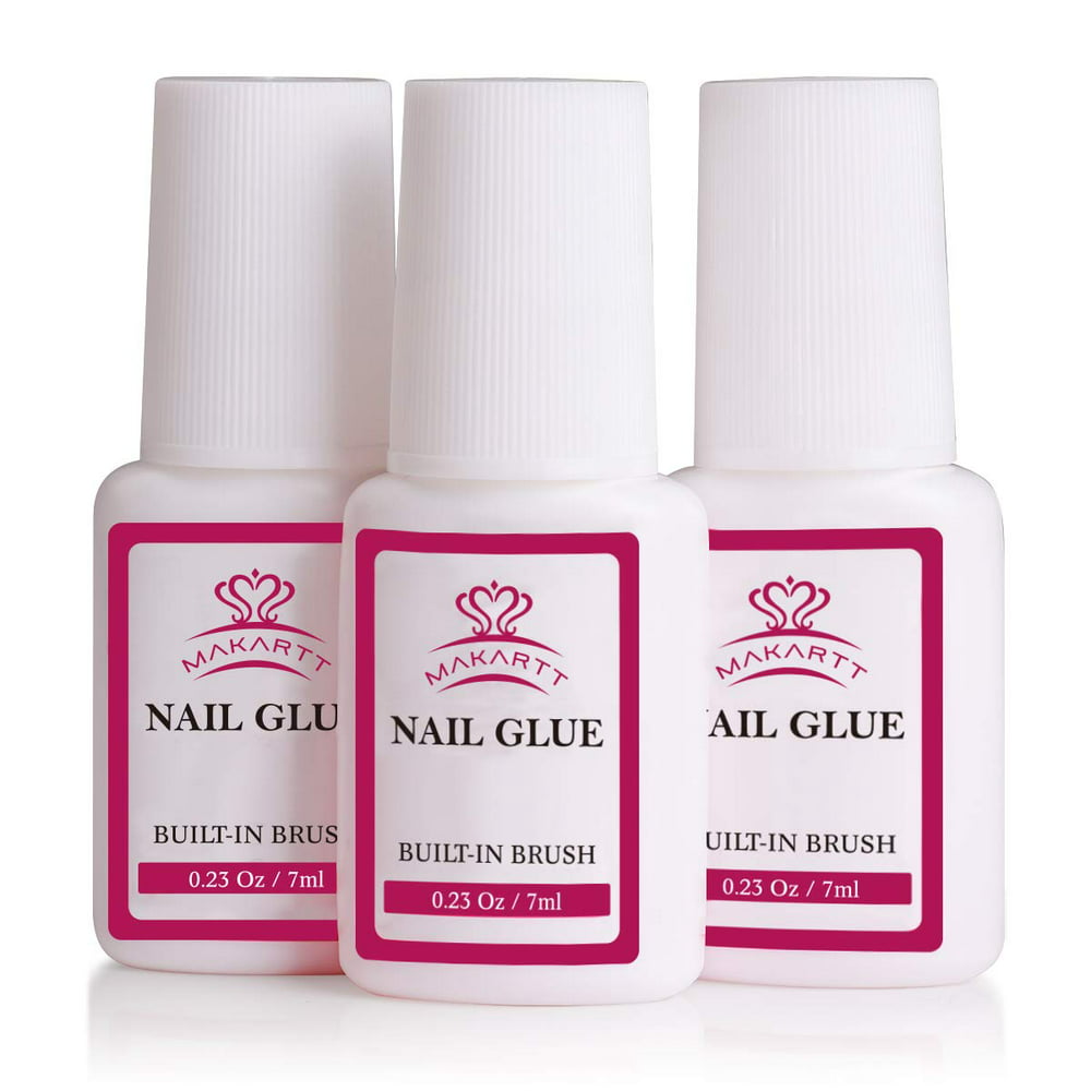 Makartt 3 Pcs Nail Glue for Acrylic Nails, Super Brush on Nail Glue Kit ...