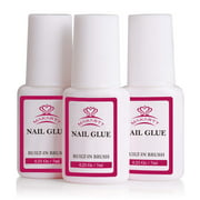 Makartt 3 Pcs Nail Glue for Acrylic Nails, Super Brush on Nail Glue Kit Bond Quickly, Artificial Nail Adhesive Glue for Nail Repair, S-09