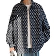 thumbnail image 1 of Camisa de hombre Chaqueta de manga larga Bolsillos de moda Botón único Patrón fresco Casual para ir de compras a la escuela, 1 of 8