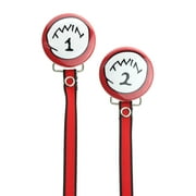 Twin 1 and Twin 2 Pacifier Clip with Matching Ribbon (Two-Pack)