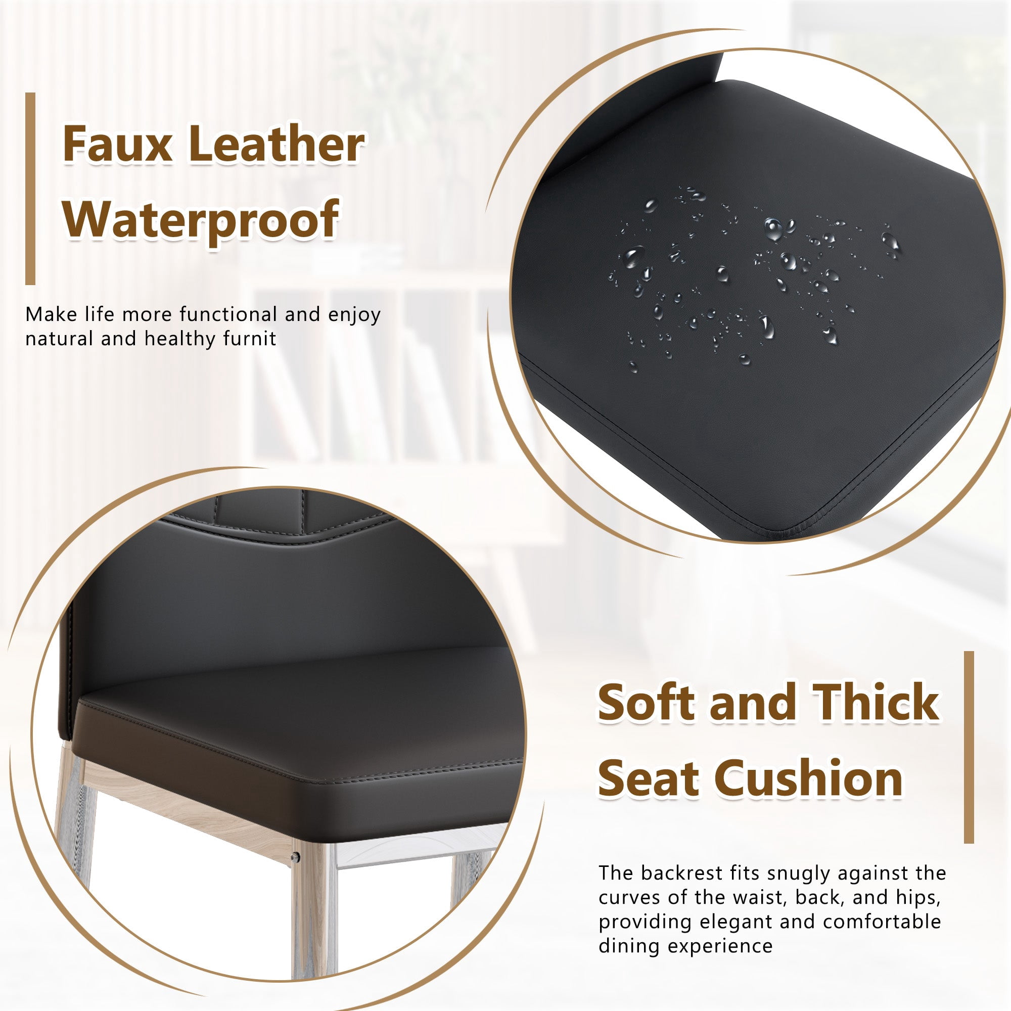 Sailvan Dining Chairs - 37 Inch Ergonomic PU Backrest