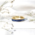 thumbnail image 4 of Rosec Jewels Baguette Shape Lab Grown Blue Sapphire Eternity Band Ring - AAAA Quality, 18K Yellow Gold, US 3.50, 4 of 8