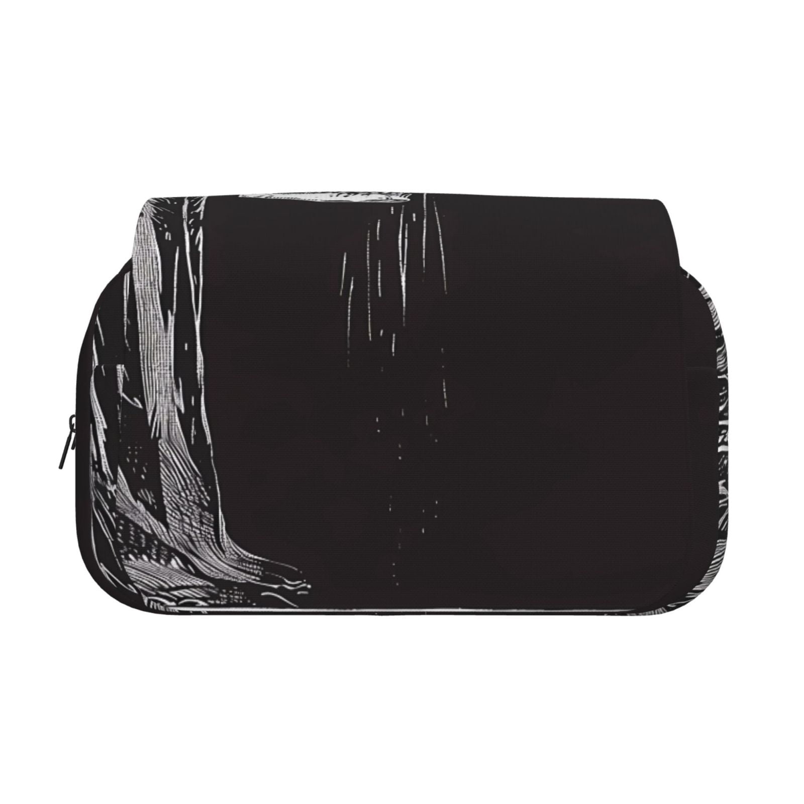 Rateoe Gothic Skull Drape Pattern Double Clamshell Pen Case, Storage Organizer with Two Zipper Compartments– Holds Up to 50 Pencils & Pens