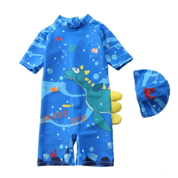 Kids Baby Swimwear Suit Clothes 2Pcs Cap Bodysuit Toddler Swimming Bathing Wetsuit Clothes Swimsuit for Children Boys A1