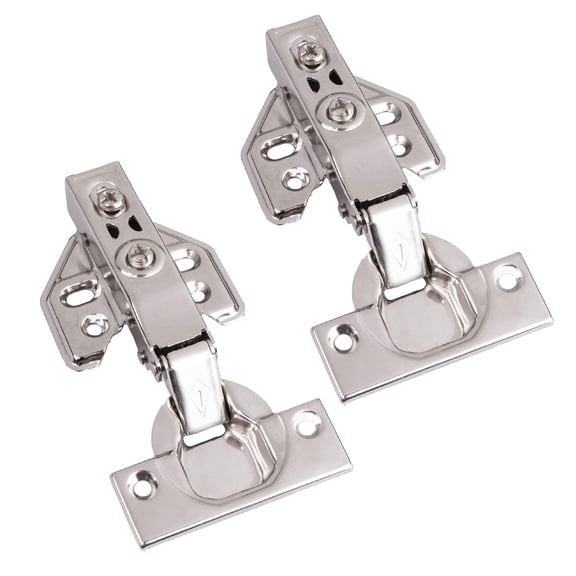 Ilyapa Soft Close Cabinet Hinges Satin Nickel, 2 Pack - Frameless Full Overlay Kitchen Cabinet Door Hinges Hardware