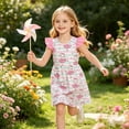 thumbnail image 2 of Lanbubble Toddler Girl dresses Flutter Sleeve Dress with Back Bowknot Casual Sundress For Girls 3-7 Years, 2 of 5