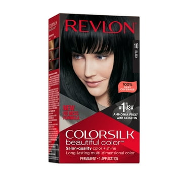 Revlon Colorsilk Beautiful Color Permanent Hair Color, Long-Lasting High-Definition Color, Shine & Silky Softness with 100% Gray Coverage, Ammonia Free, 010 Black, 1 Pack