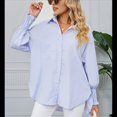 thumbnail image 4 of Camisas de Rayas con Botones para Mujer, Blusas Tipo Túnica de Larga, Azul, XXL, 4 of 9