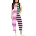 thumbnail image 1 of Girls Overall Striped Rompers for Girls Casual V Neck Strap Rompers with Pockets Girls Summer Outfits 4-5 Y, 1 of 6