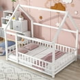 thumbnail image 2 of Full Size House Bed Frame with Full Fence Guardrails, Easy to Assemble, White, 2 of 9