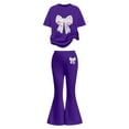 thumbnail image 6 of Gaexia Girls Tshirts and Pants Set,Girls Casual Fashion Outfit Bow Short Sleeve Top and Long Pants Comfy Two Piece Playwear Fashion Clothes,8-9 Years, 6 of 6