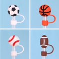 thumbnail image 4 of Couvercles de Paille Réutilisables 4 Pcs Pailles en Silicone Forme de Balle de Sport 10mm, 4 of 8