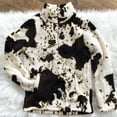 thumbnail image 2 of Aayomet Womens Crewneck Sweatshirt Plush Cow Printed Zipper Sweater Coat (Black, L), 2 of 4