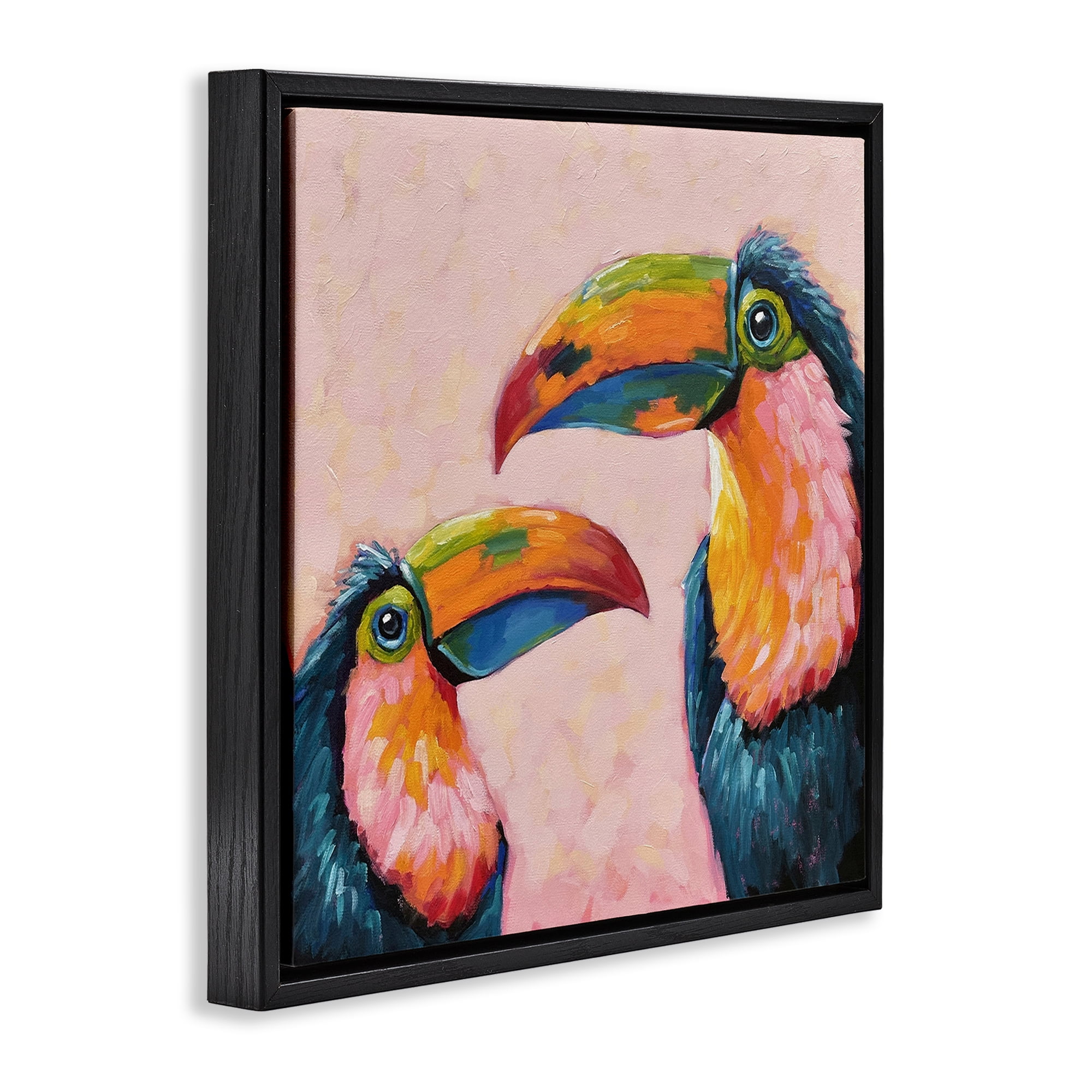 Stupell Industries Tropical Toucan Paradise Black Framed Floater Canvas Wall Art, design by Lucia Stewart
