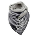 thumbnail image 1 of Women Feather Print Cotton Winter Warm Button Up Scarf, 1 of 3