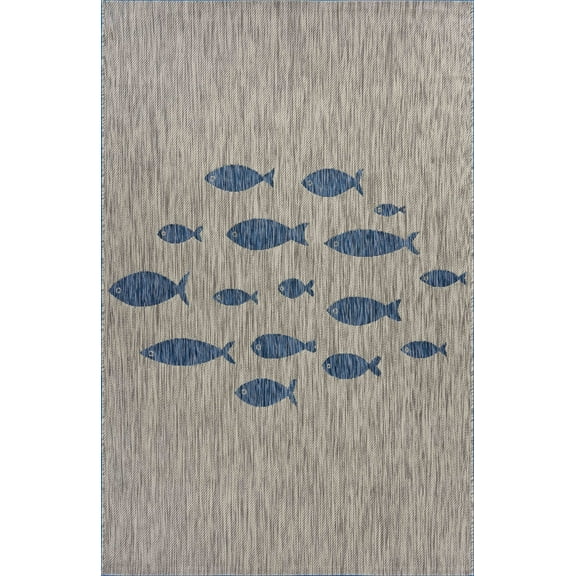 5' x 7â€™ Gray Coastal Indoor Outdoor Area Rug