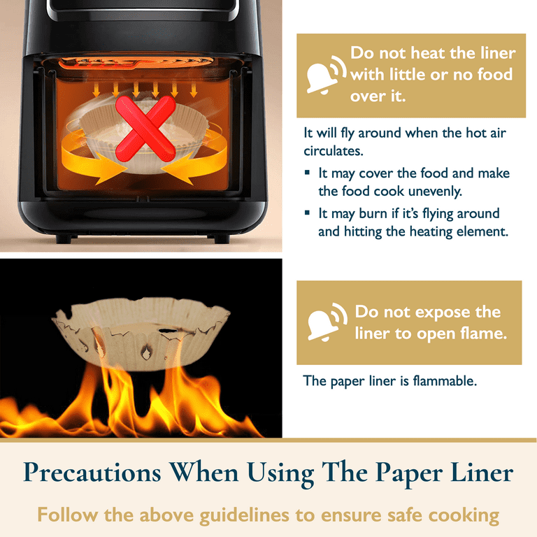 ComfiTime Air Fryer Liners – 6.3” Square Disposable Parchment Paper Sheets,  Unbleached, Non-Stick, Water/Oil/Greaseproof, Oven Baking Paper Liners for  2-5 Quart Air Fryers, 50 PCS 