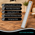 18 Inch Metal Ruler With Corking Stainless Steel Pack Of 10 - Walmart.com