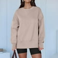 thumbnail image 6 of Mohiass Oversized Sweatshirt for Women Thumbhole Side Slit Crewneck Sweatshirts Fall Fashion Comfort Fleece Pullover Hoodies Khaki S, 6 of 7
