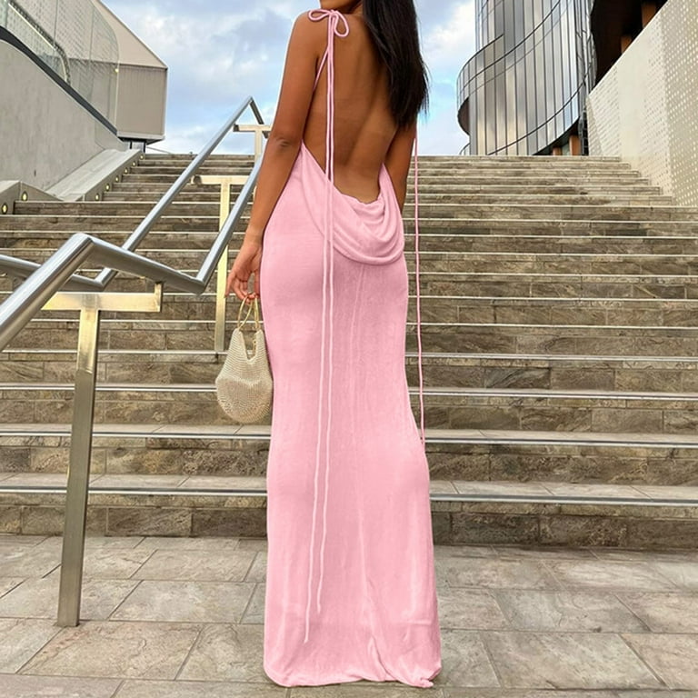 ZHAGHMIN Maxi Dress with Pockets Women Fashion Spaghetti