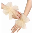 thumbnail image 2 of Dalrosia Short Lace Fingerless Gloves White Pearl Tulle Wedding Gloves for Women Hallowmas Party Costume Accessory, 2 of 2