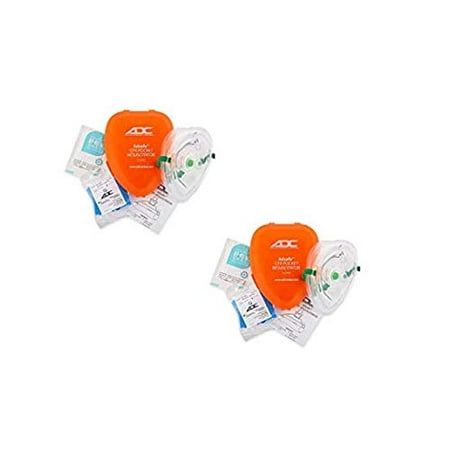 ADC Adsafe CPR Mask Pocket Resuscitator Kit; 3M Filtrete Filter with Replaceable Valve, Disposable Non-Latex Gloves, and Alcohol Wipe; 1 Kit (2 Pack)