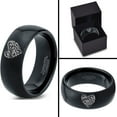 thumbnail image 4 of Tungsten Floral Paisley Heart Shaped Band Ring 8mm Men Women Comfort Fit Black Dome Polished, 4 of 4