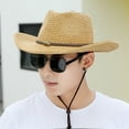 thumbnail image 5 of Men's Korean Straw Hat Foldable Travel Beach Hat Adjustable Cord for Fishing Camping with Wide Brim, 5 of 5