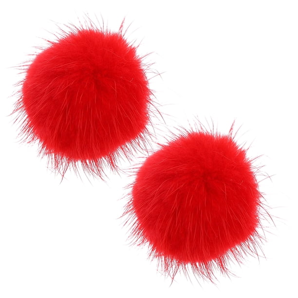 2 bolas de pompones esponjosas de piel sintética para manualidades, llaveros, sombreros, zapatos, bufandas, accesorios para el cabello, bolsa, pompones, llavero, dijes y decoración del hogar