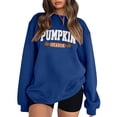 thumbnail image 2 of Womens Sweatshirt Crew Neck Vintage Halloween Pumpkin Season Letter Graphic Long Sleeve Oversized Streetwear Holiday Loose Pullover Tops Blue XL, 2 of 4