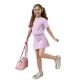 thumbnail image 3 of Grblisyd Girls 2 Piece Outfits Cute Solid Color Short Sleeve Tops and Casual Skirt Set, 3 of 5