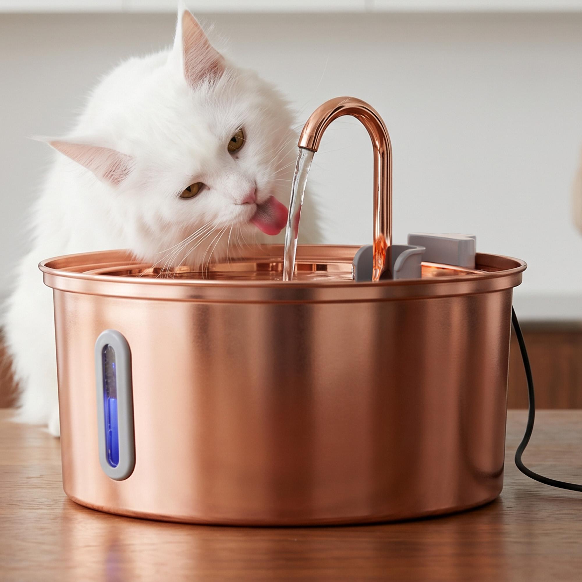 Furclan Copper Cat Water Fountain, Stainless Steel, 3.2L photo 5