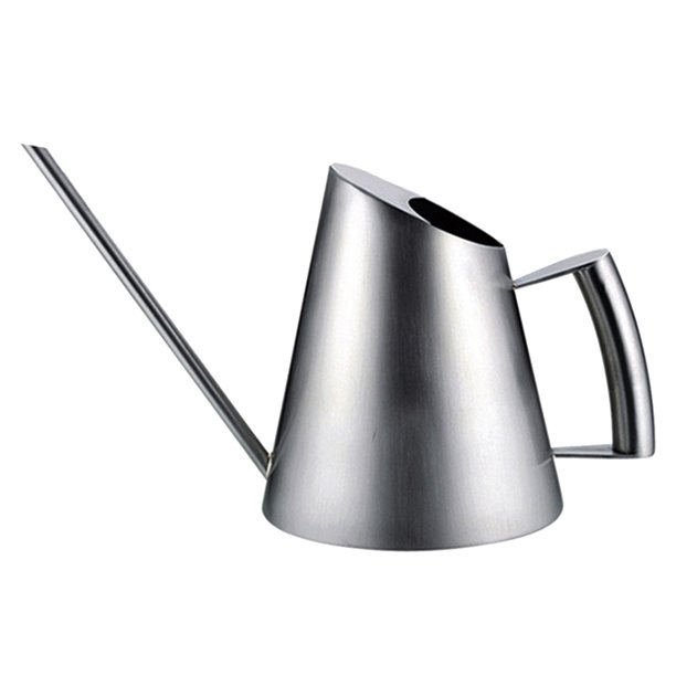 Regadera de acero inoxidable con pico largo de 1 pieza para bonsái, regadera de jardín suculenta (plata)