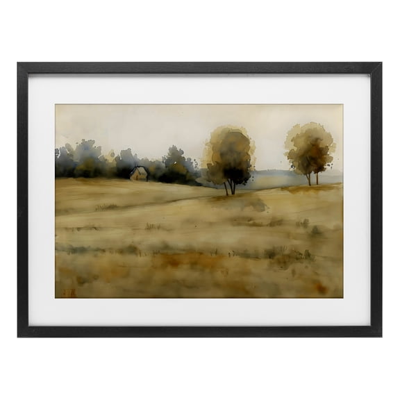 Stupell Industries Farmhouse Solitude Fields Landscape Black Framed Print Under Glass, 20 x 14, by LSR Design Studio